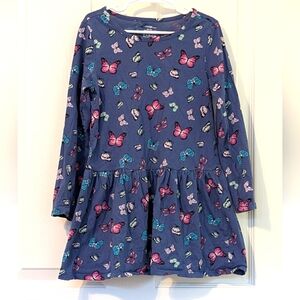 Kids George Butterfly Print Long Sleeve Dress